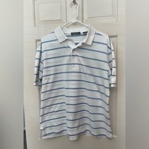 Daniel Cremieux Signature Collection polo style Men’s Shirt White/Blue Stripe